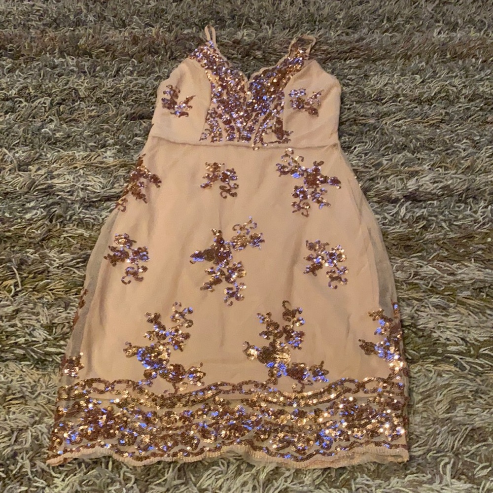 Rose gold sequin dress